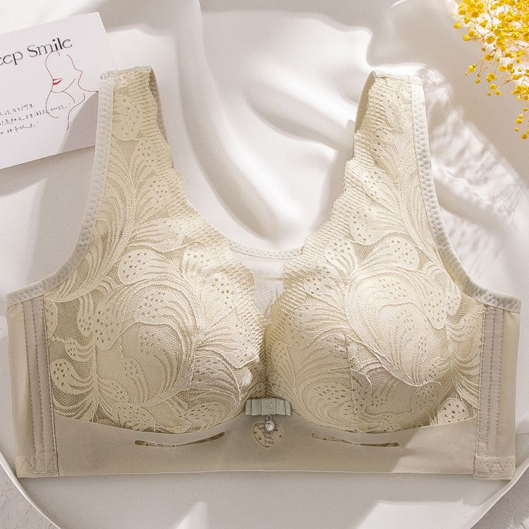 大码抹胸无钢圈内衣女防走光薄款蕾丝性感调整型收副乳防下垂胸罩
