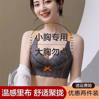 内衣女小胸聚拢夏季薄款无钢圈调整型收副乳防下垂上托显大文胸罩