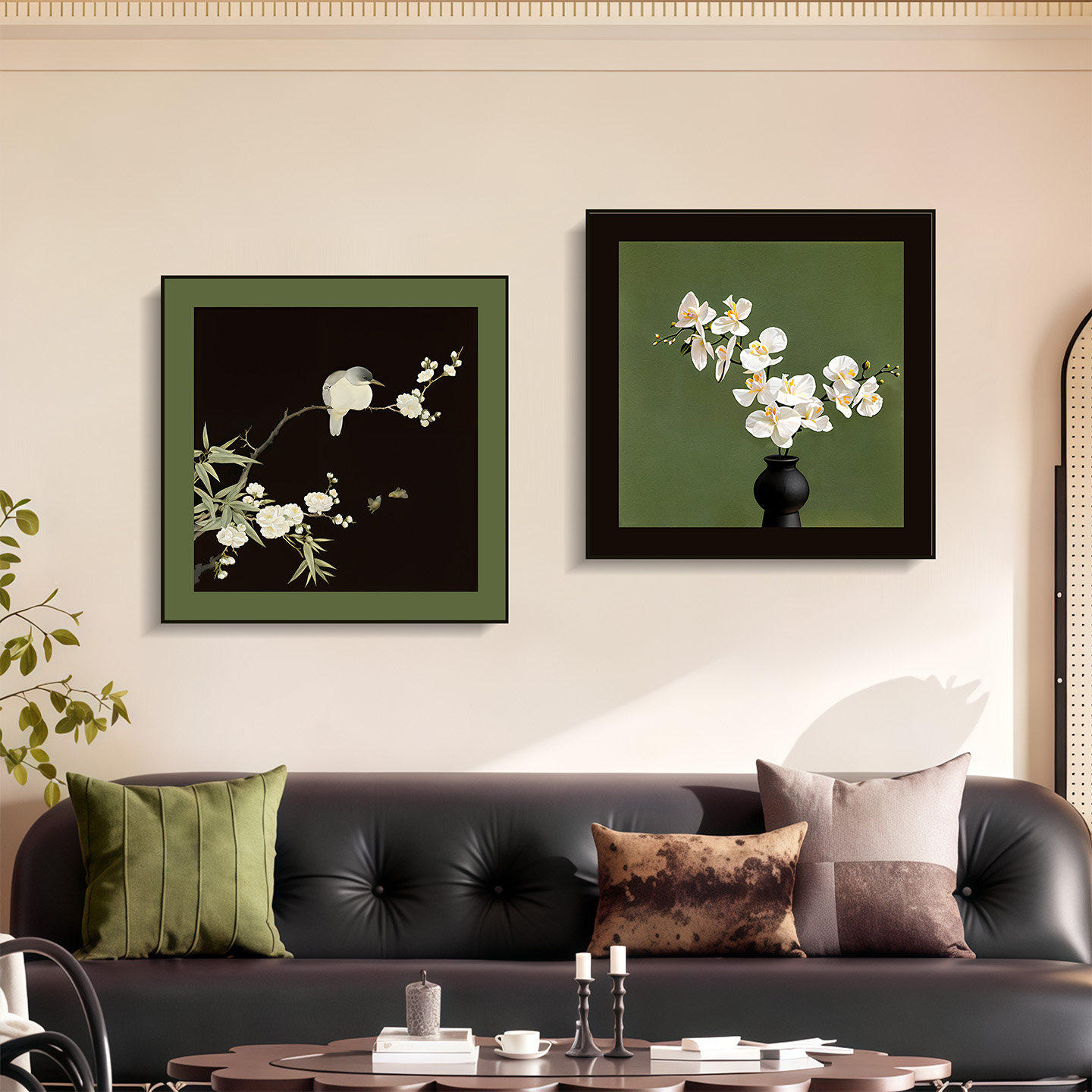 法式复古风装饰画客厅沙发背景墙餐厅挂画免打孔花卉风景画两联画