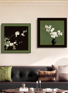 法式复古风装饰画客厅沙发背景墙餐厅挂画免打孔花卉风景画两联画