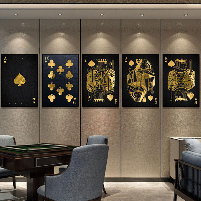 棋牌室扑克牌装饰画娱乐城麻将馆俱乐部桌球馆酒吧海报赌场挂画