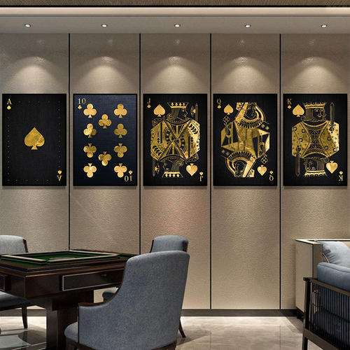 棋牌室扑克牌装饰画娱乐城麻将馆俱乐部桌球馆酒吧海报赌场挂画