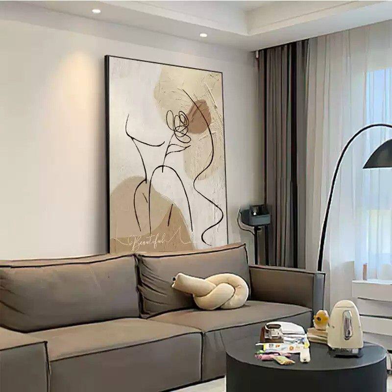 沙发背景画简约抽象艺术画挂画客厅装饰画奶油风玄关走廊过道壁画