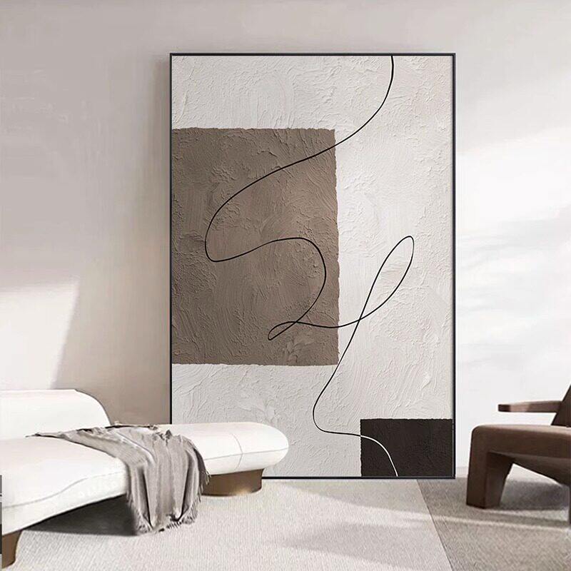 抽象极简线条客厅装饰画高级感侘寂风玄关过道挂画现代简约墙壁画