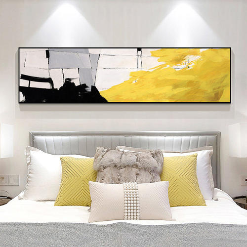 卧室床头装饰画现代简约客厅背景墙壁画酒店宾馆横版抽象线条挂画