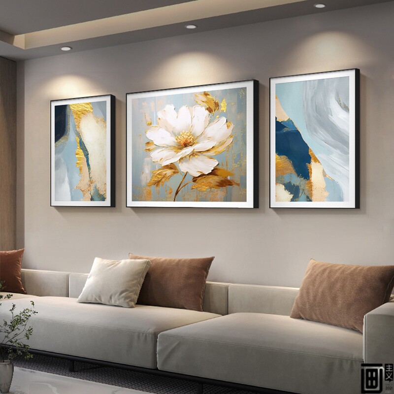 大芬村油画抽象发财树客厅装饰画现代轻奢风寓意好背景墙挂画