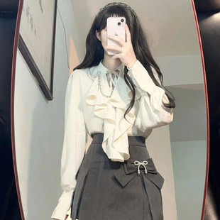 春夏季 女 气质感轻熟风御姐港味设计感小众衬衫 半身裙两件套装