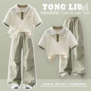 少女巨好看初夏多巴胺套装2026新款女大童初中生学院风炸街套装裤