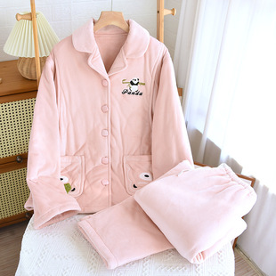 冬季 月子服加厚夹棉保暖哺乳衣套装 零下可穿婴儿绒 开衫 孕妇装