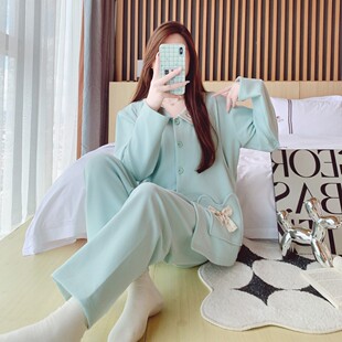 月子服秋冬款 加绒待产孕妇哺乳睡衣产后喂奶孕期外穿家居服德绒