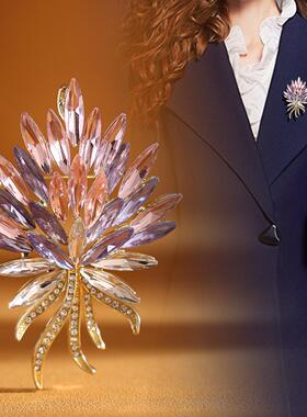 法式气质璀璨水晶丰收麦穗胸针女优雅蓝色妖姬水晶别针胸花配饰品