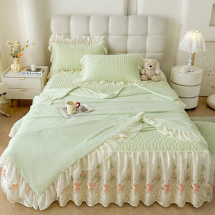 夏季新款乳胶凉席夏被四件套床裙空调席冰丝席机洗凉感丝防滑床罩