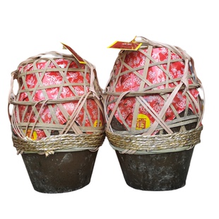 绍兴特产黄酒竹编坛装10斤*2坛半干型花雕酒串络十年陈手工冬酿酒