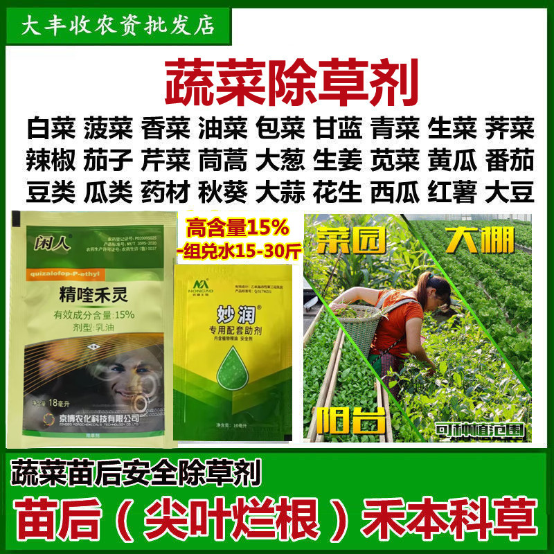蔬菜除草剂菠菜空心菜萝卜豆角青菜小白菜生菜辣椒香菜苗后除草剂