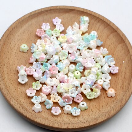 8mm渐变马贝铃兰花串珠散珠 diy饰品配件手工花托耳饰项链材料