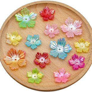果冻炫彩五瓣花diy饰品配件古风发簪头饰材料 20MM亚克力新款