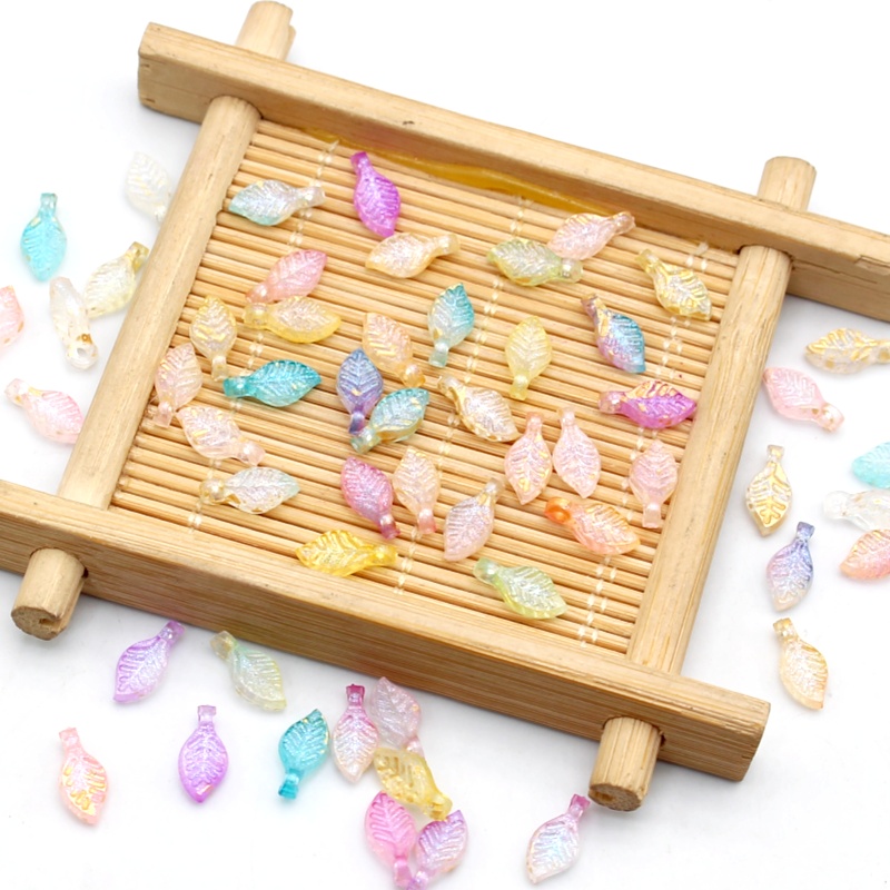 5mm*10mm迷你树叶亚克力磨砂洒金