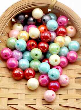 高货马卡龙镀彩实色奶酪豆圆珠通孔16mmdiy扣手机链串珠材料