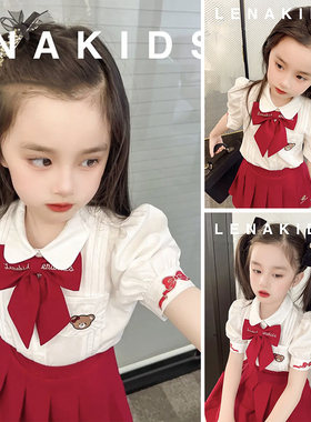 女童夏季短袖衬衫学院风jk