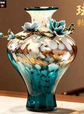 珐琅彩新中式轻奢花瓶摆件装饰