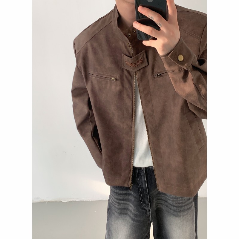 春装美式复古皮衣男机车夹克短款机能风个性外套D212JK45P80,男装夹克,电商D212