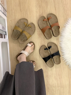 一字凉拖外穿女鞋子2026年春夏新款厚底一脚蹬罗马风配裙子凉鞋