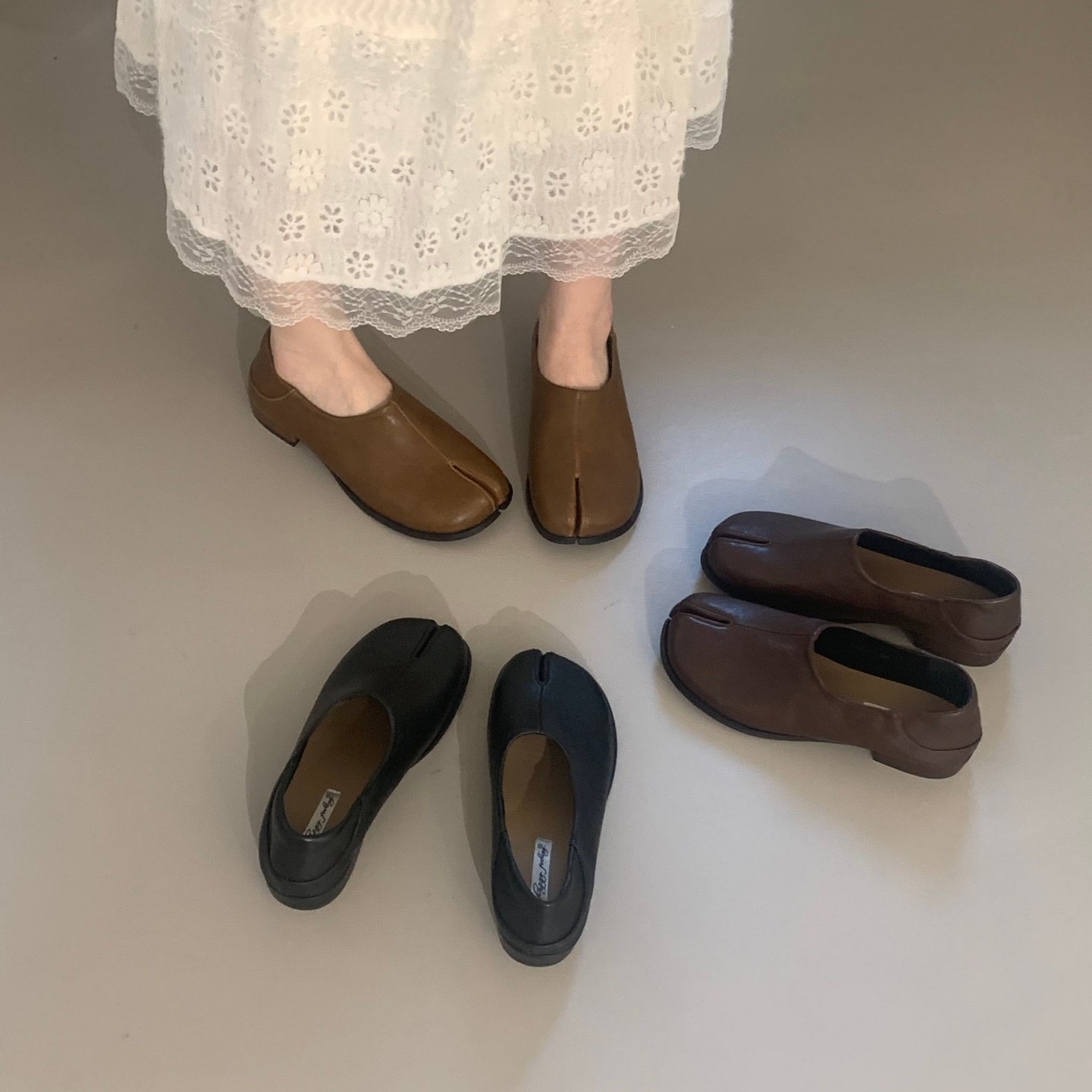 设计感猪蹄分趾鞋软底单鞋女2026年春秋新款平底乐福鞋豆豆猪脚鞋,女鞋,深口单鞋,淘宝优惠券,粉丝福利购,淘宝优惠卷