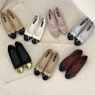 晚晚鞋子温柔蝴蝶结瓢鞋平底鞋奶奶鞋夏秋款法式复古软底单鞋女鞋