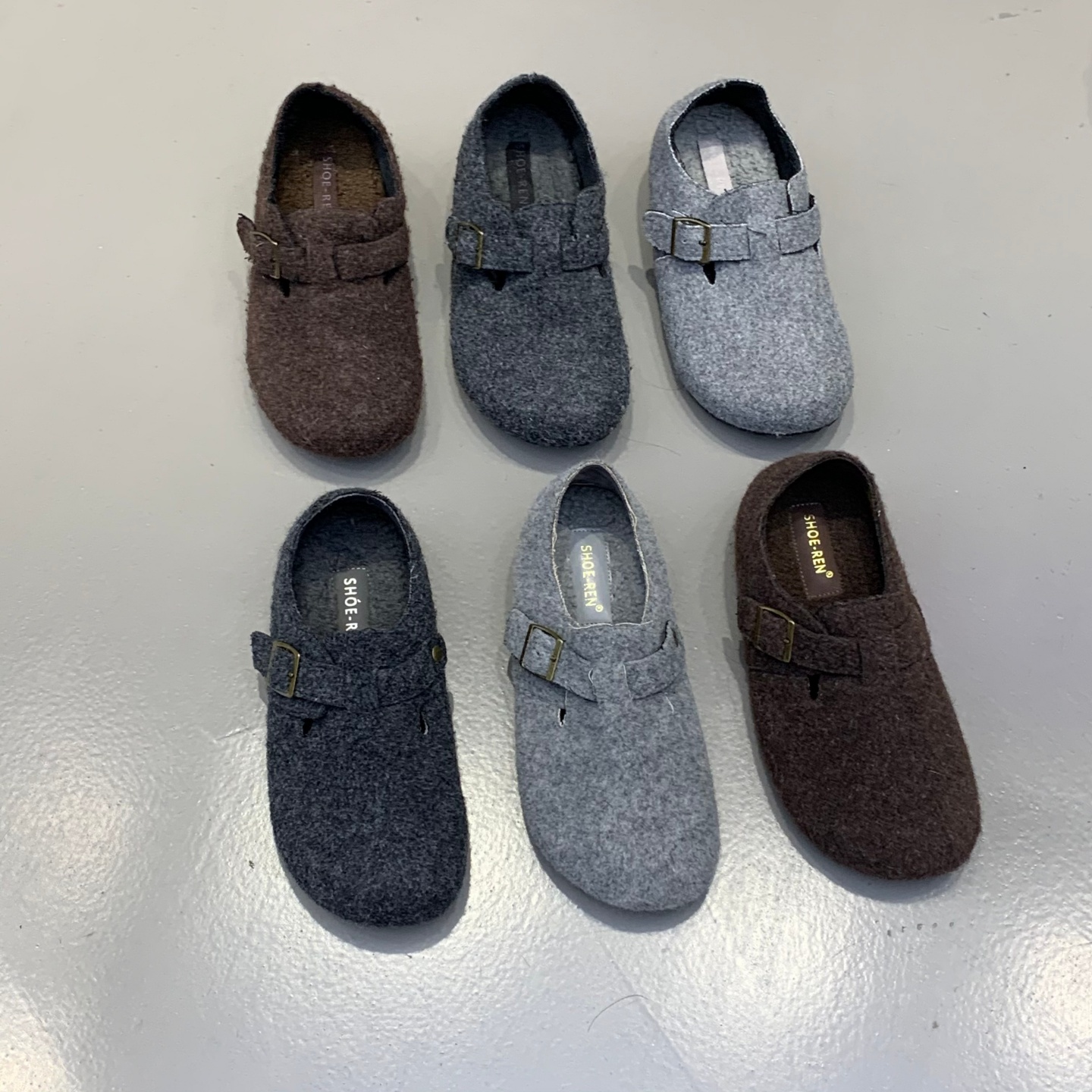 内增高小个子加绒勃肯鞋灰色单鞋女鞋子2025新款秋冬季毛毛博肯鞋