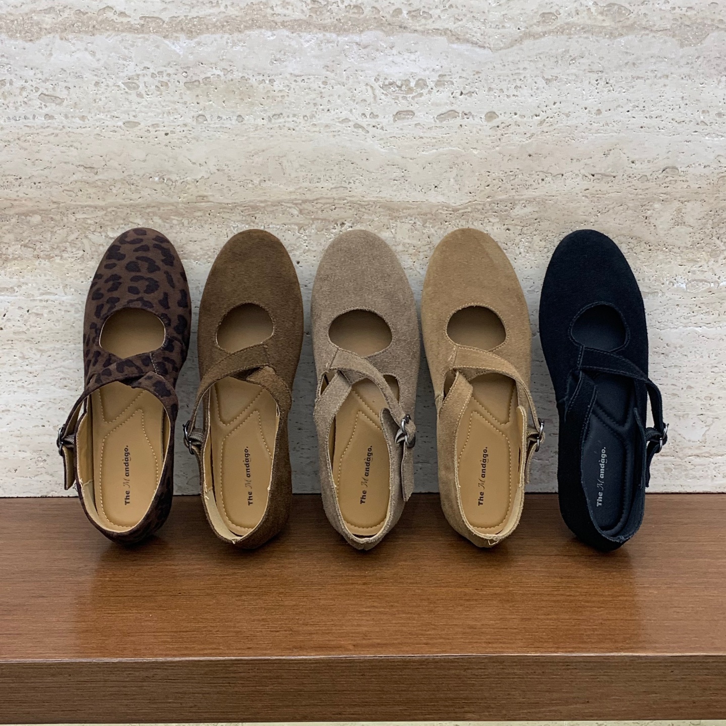 MANDAGO 真皮韩版复古交叉带平底浅口单鞋单鞋复古玛丽珍鞋8225-1