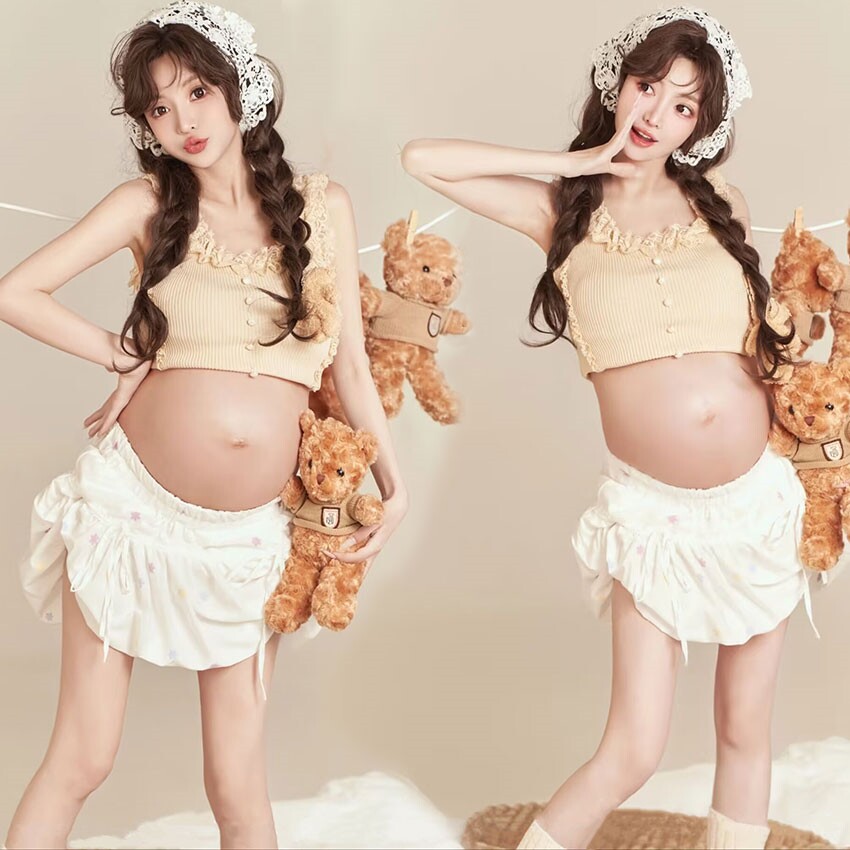 影楼新款孕妇摄影服装甜美时尚居家温馨可爱孕妈咪大肚照写真服装