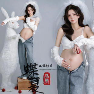 可爱小清新兔女郎拍照套装 兔子主题孕妇摄影春秋上新服装 影楼新款