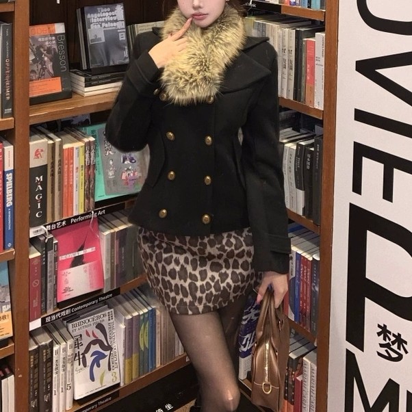 秋冬毛呢外套女小个子半身裙套装