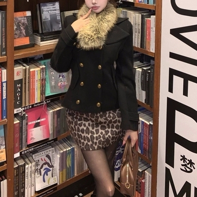 秋冬毛呢外套女小个子半身裙套装