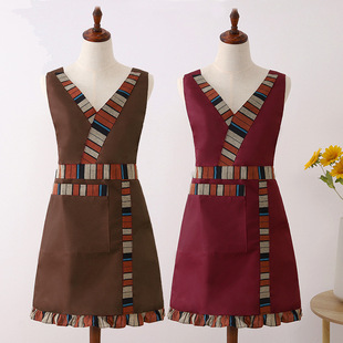 西藏族四川高原藏民围兜兜,民族风格双层围裙做饭围腰特色女罩衣