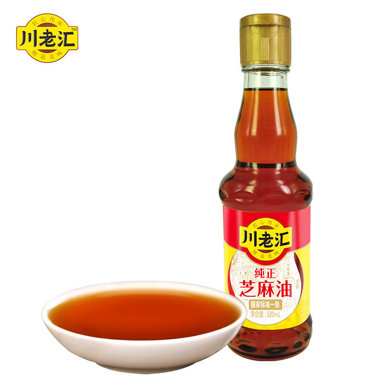 川老汇纯正芝麻油320ml四川特产压榨工艺健康纯正地道美味非调和