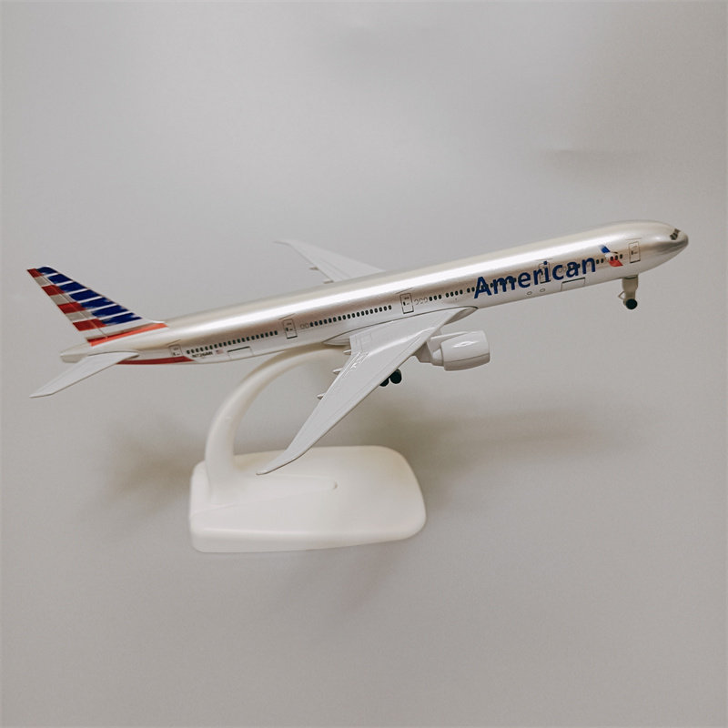 带轮子19cm美国航空American AA 波音机B777合金仿真飞机模型金属