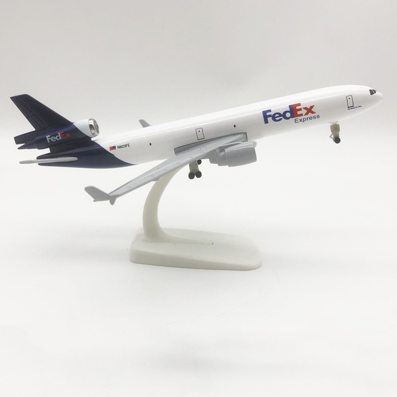 20cm联邦FEDEX运输机麦道MD-11合金仿真飞机模型金属航模带轮子
