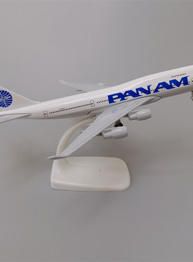 带轮子20cm美国泛美航空PAN AM波音机B747金属合金仿真飞机模型
