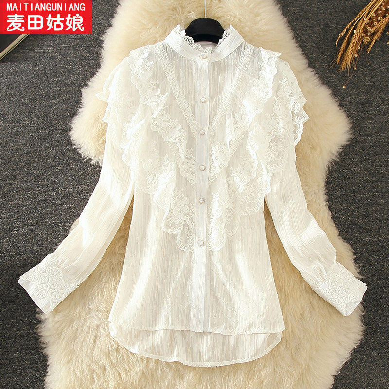 仙女穿搭模式衬衣女复古港味2020春季新款长袖宽松蕾丝衬衫上衣潮|ruв категории Женская одежда, рубашка - от Buy2taobao.com для оказания профессиональной услуги покупки агента Taobao