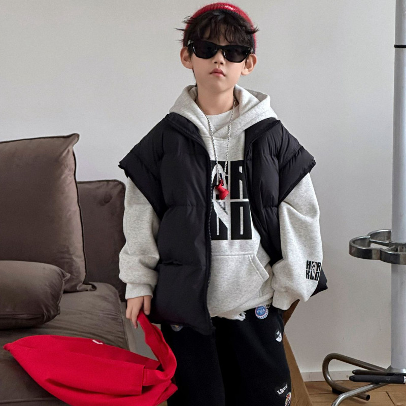 SAELAC男童羽绒服马甲外穿洋气新国标90白鸭绒炸街痞帅2025冬新款