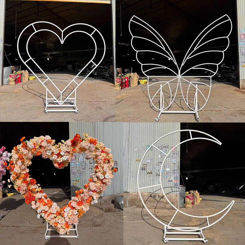 新款铁艺婚庆道具可移动蝴蝶月亮摆件背景酒店婚庆装饰铁艺架子