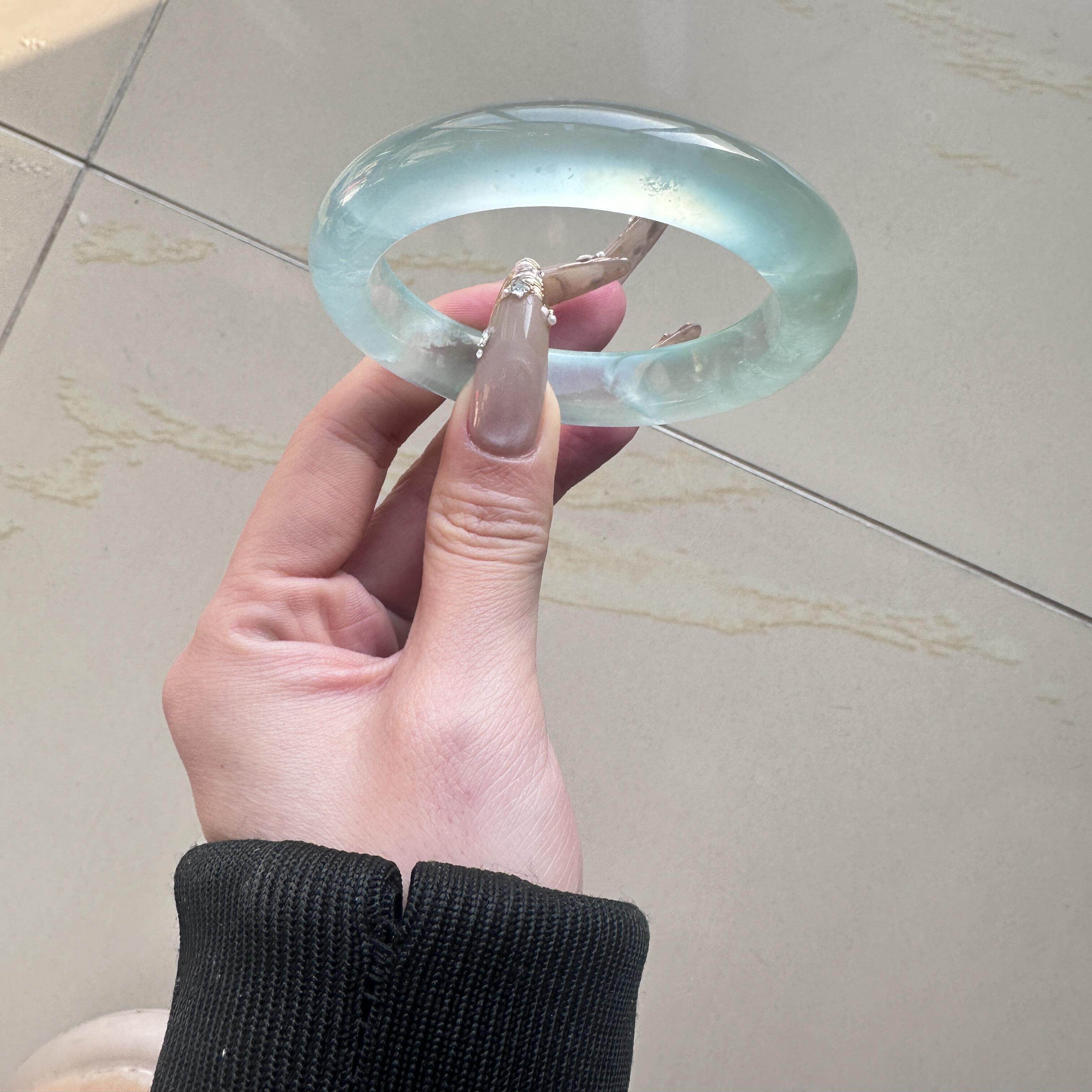 天青如洗冰种晴水色玉石手镯女款石英岩玉镯天青冻天空蓝百搭手饰