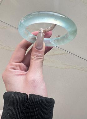 冰种晴水色天青冻石英岩玉镯女款