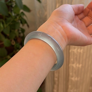 冰种油青玉髓手镯天然晴水独龙玉和田玉色翡翠平替玛瑙玉镯镯子