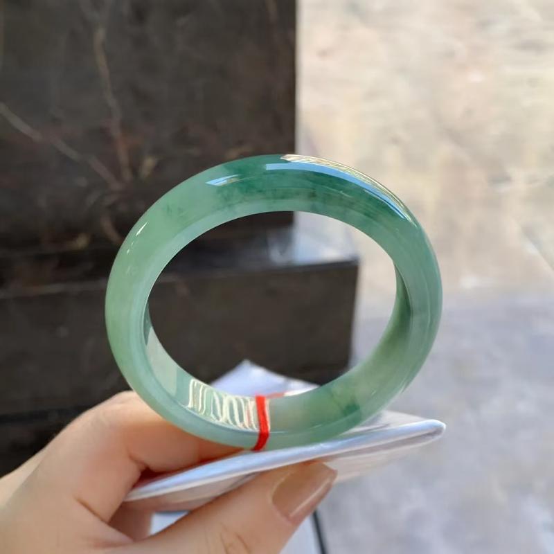 正圈糯冰种油青色手镯