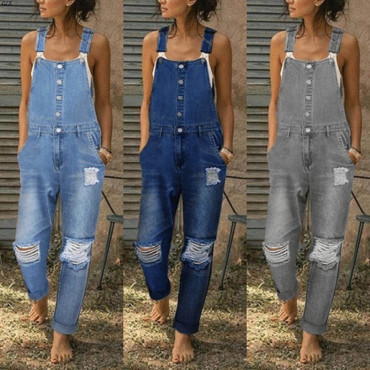 women's new style sports suspenders ripped denim jumpsuit|ruв категории Женская одежда, джинсы - от Buy2taobao.com для оказания профессиональной услуги покупки агента Taobao