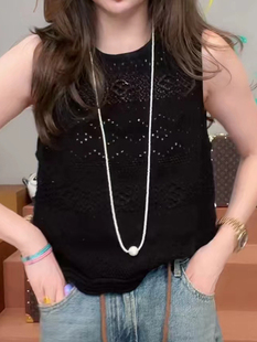 韩国 朴夫人长款珍珠项链 银色 金色纯手工串圈轻奢时尚毛衣链