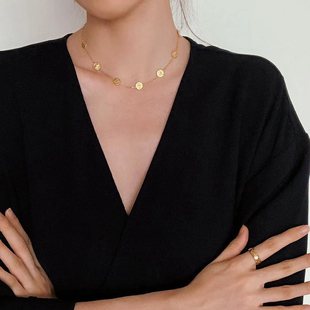 韩国 奎 朴夫人锁骨链 欧美ins士兵头像高端颈链网红同款精致颈饰