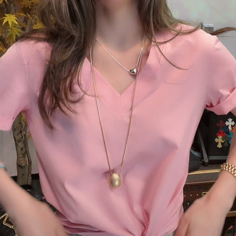 韩国 朴夫人银色爱心项链 纯银小爱心 加长果实长款毛衣链